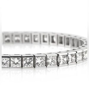 New 10.35 Diamond Princess Cut Tennis Bracelet set in White Gold